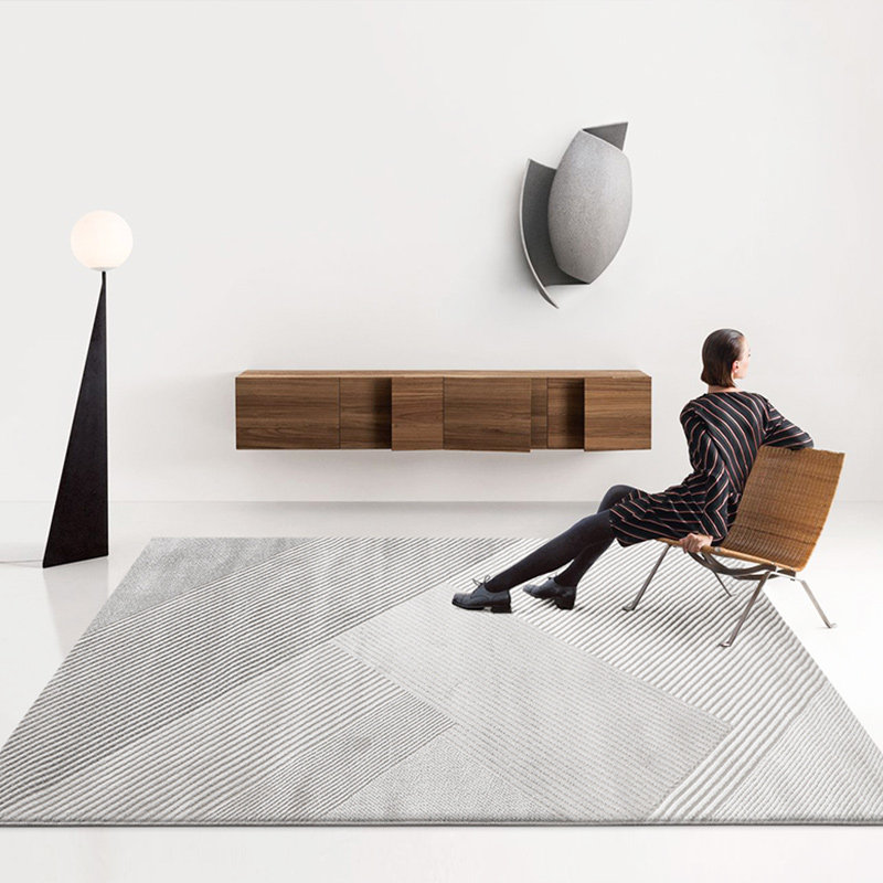 Modern minimalist Nordic geometric living room carpet high-grade gray minimalist bedroom bedside blanket Japanese-style wabi-sabi style - Taobao