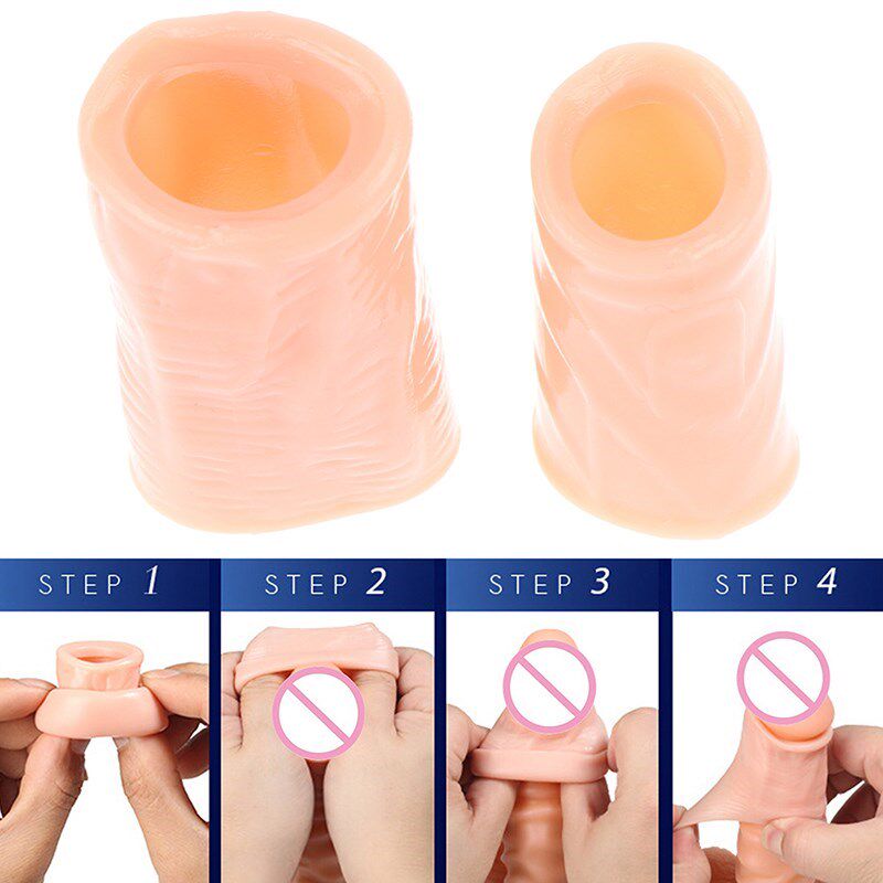 2PCS Penis Foreskin Resistant Ring Reusable Penis Seleeve De