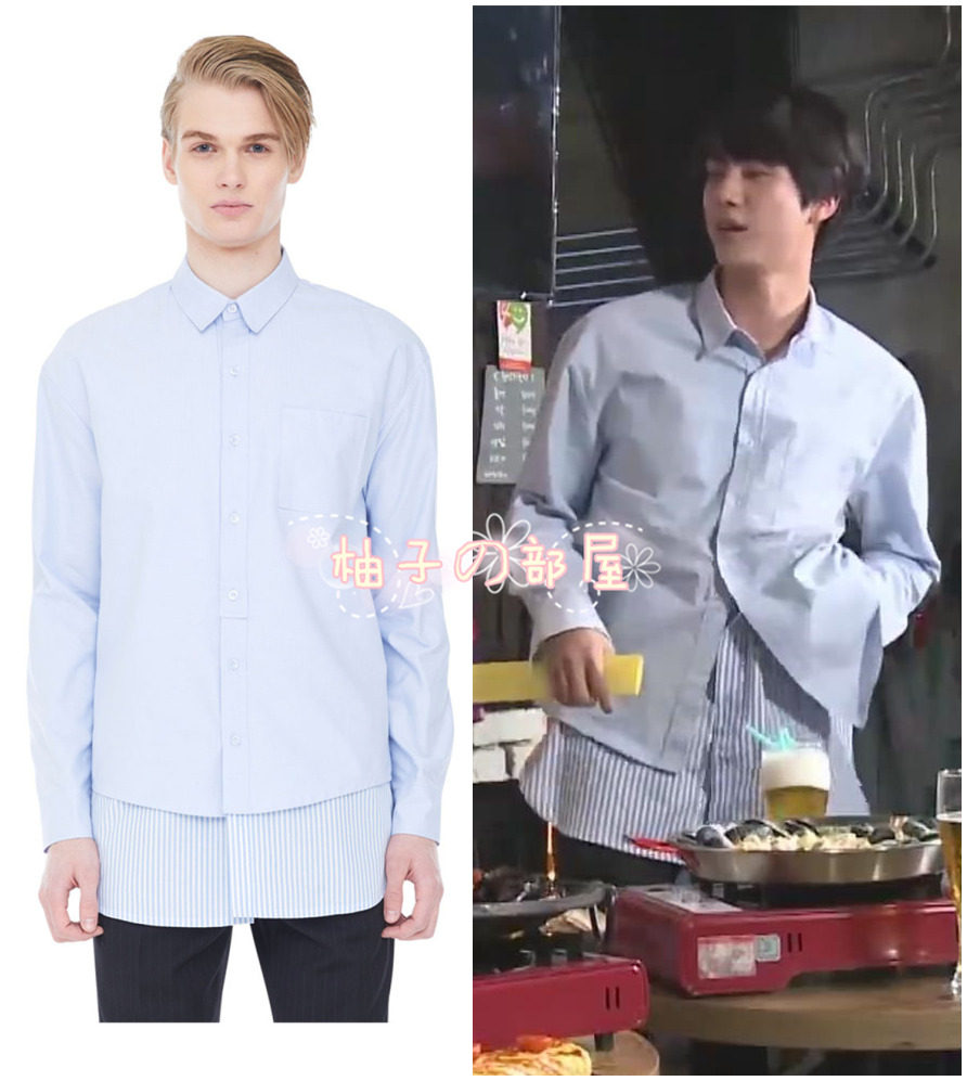 BTS FESTA bulletproof dinner Bulletproof youth League JIN Jin Suk-jin with the same stripe stitching long-sleeved shirt