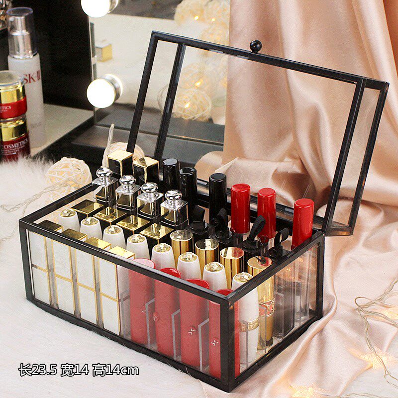 Net red desktop lip red collection box dust proof glass transparent cosmetics in lip glaze display frame