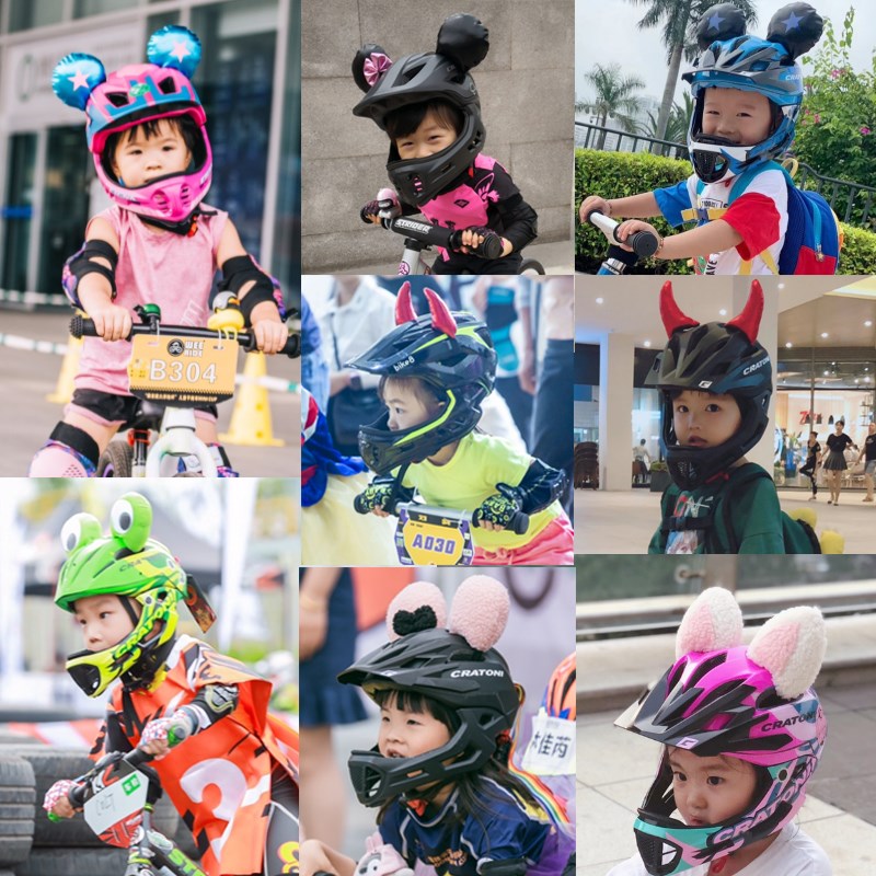Children's helmet full helmet floating with colored with baby balanced car Decorative Braid Ears Slip Bike Doll Paparazzi