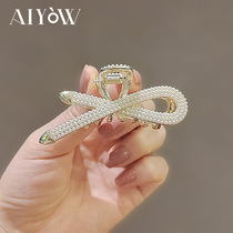 New bow hairclip bangs clip girl imitation pearl hair grab Net red grab clip shark clip simple cute fashion