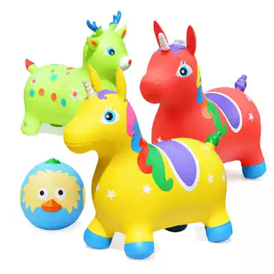 Inflatable horse horse Mount child jumping horse plus thick plastic horse jump deer toy children can sit skin