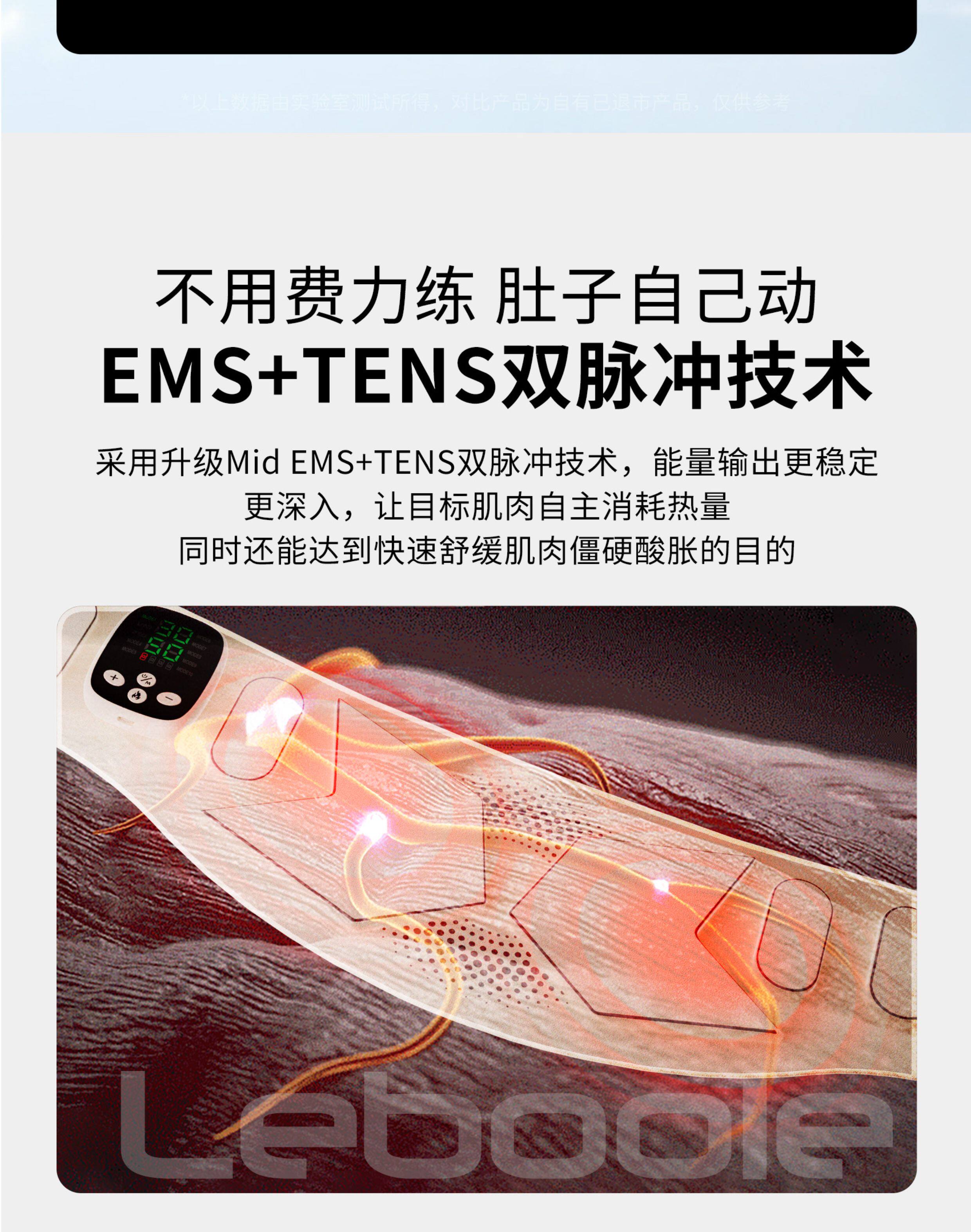 ems微电流穿戴健身仪 ems健腹腰带抖抖甩脂机瘦腹部燃脂神器瘦肚子减肥塑形脉冲健身仪 Leboole