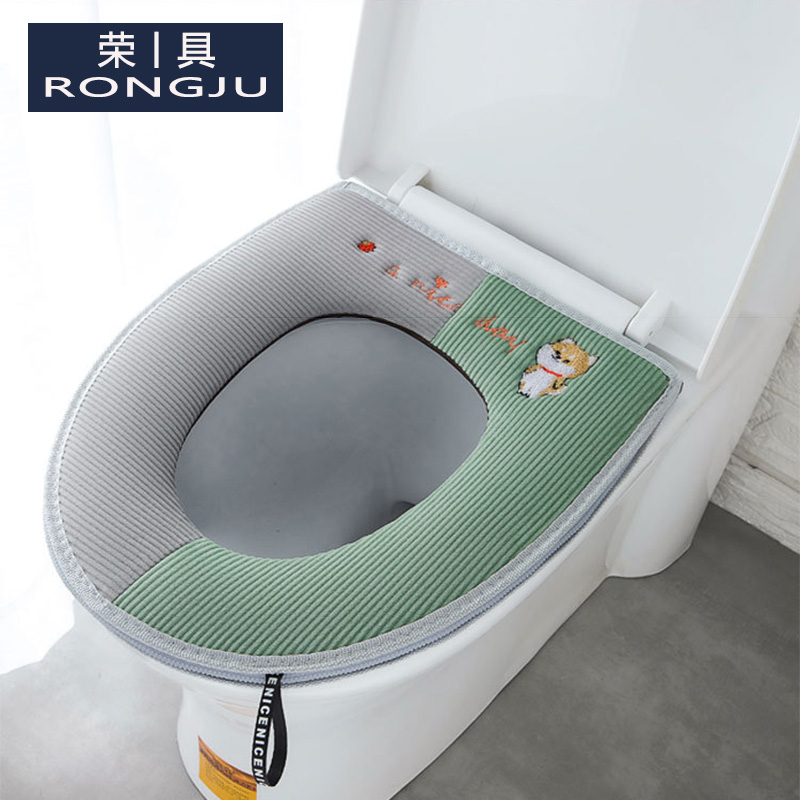 Toilet cushion Home Universal with handle plush pull bracelet with dressing room Toilet Cover Toilet Cushion Winter Warm Cushion