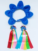 Синее эластичное кольцо, в цветочек, 2 шт