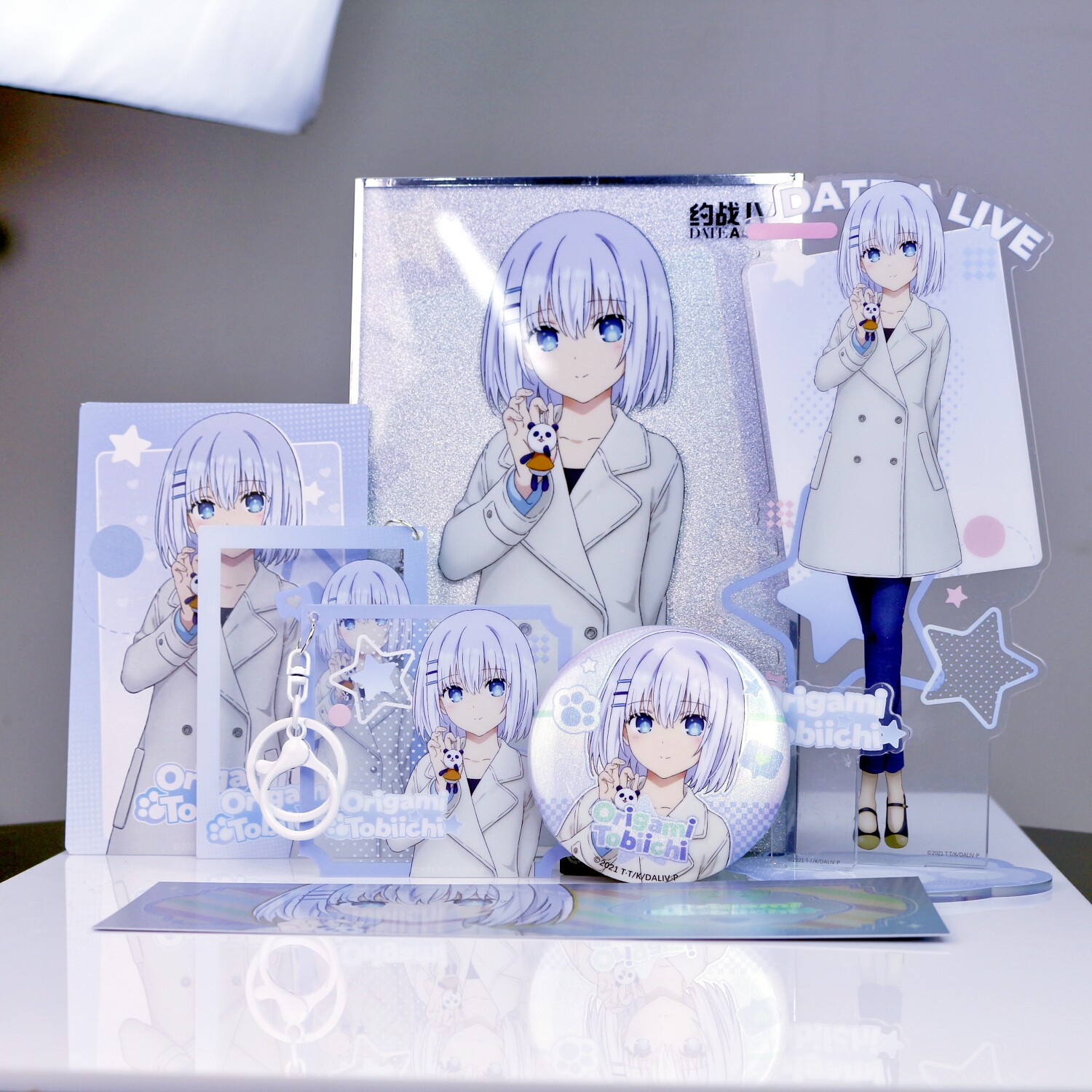 Date A Live Origami Tobiichi Can Badge Acrylic Stand Clear Card Holographic Ticket Shikishi Postcard Keychain Official Merchandise