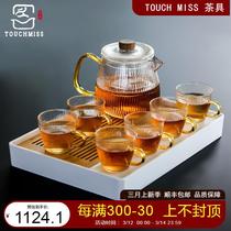 Kung Fu Tea Set Glass Suit Small Freshener Home Resistant Tropical Strainer Tea Water Separation Bubble Teapot Food Grade Special