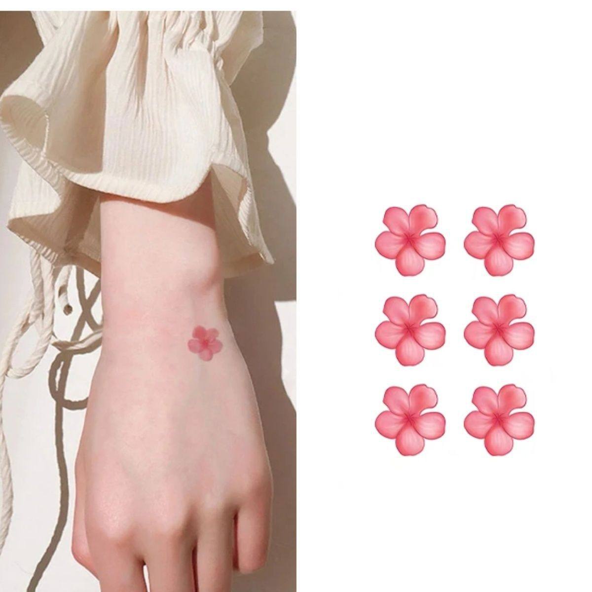 纹身贴脚踝女ins风锁骨脖子持久防水樱花桃花仿真可爱小图案手背评价- 淘宝网, image size:1200x1200