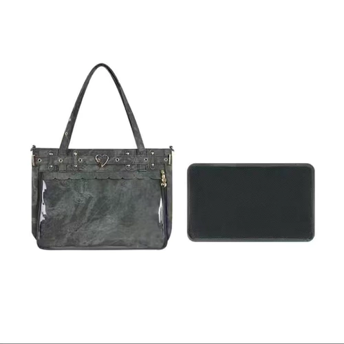 Джинсовая оригинальная полиуретановая вместительная и большая сумка через плечо на одно плечо, в стиле панк