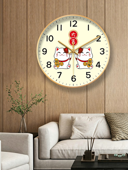 Wall Clock Lucky Cat Clock Decoration Living Room Simple New Chinese Style Wall Clock Art Fashion Home Clock Quartz Clock