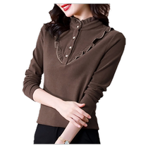 Half turtleneck bottoming shirt for women spring and autumn 2024 new double-sided German velvet long-sleeved T-shirt for women with style top
