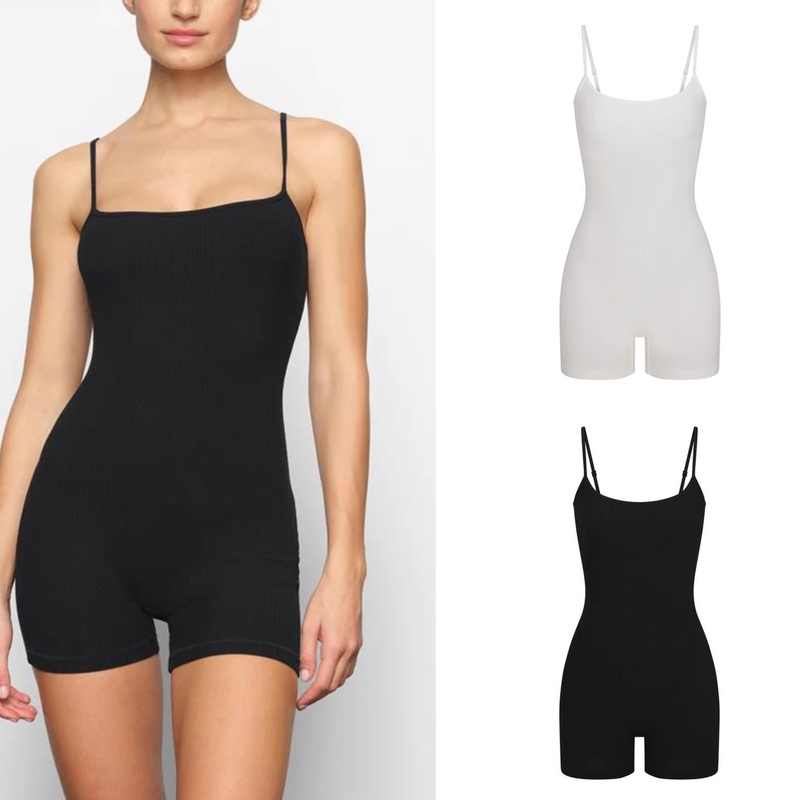 In Stock Skims Kardashian Style Softlounge Scoop Onesie Camisole Yoga Jumpsuit Three-Quarter Pants