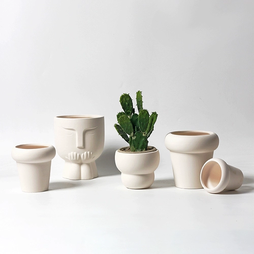 Вегетарианский абстрактный цвет лица лица лица, форма формы цветочного горшка, водяного бассейна, корень для управления водой, зеленое растение, многопрофильные растения в горшках Diy Hetinge Pottery Pot