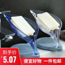 Free Punching Leaves Soap Box Bathroom Creative Suction Cups Soap Box Drain Disposal Soap Case Shelf Leaf Laundry Soap Box