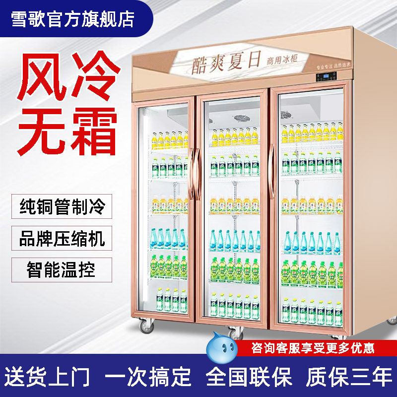Commercial large-capacity air-cooled beverage cabinet fruit tea flowers cake refrigerator fresh-keeping cabinet display cabinet beer cabinet