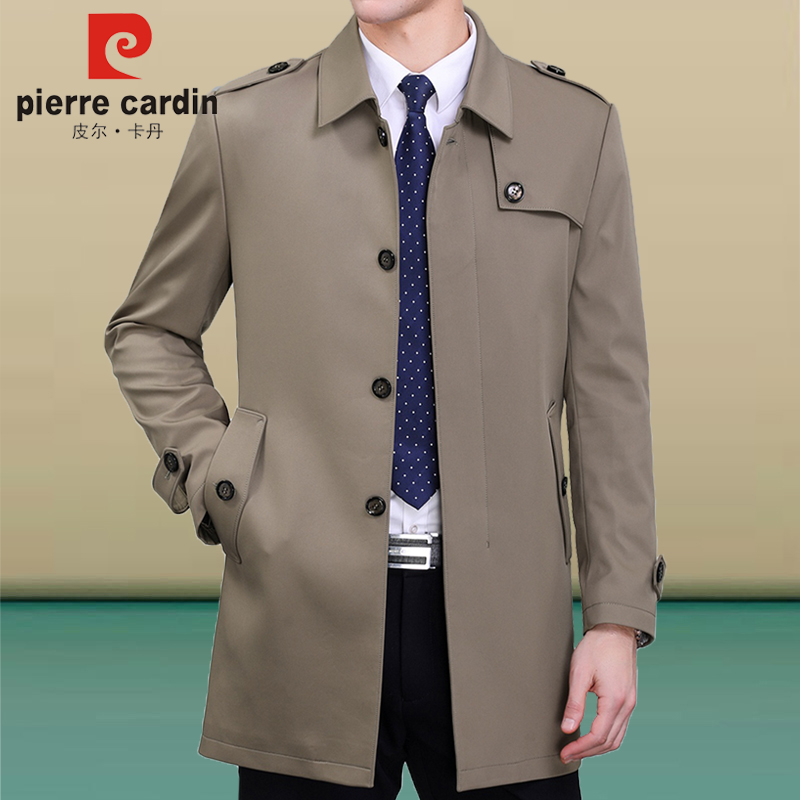 Pilkaden men's windbreaker medium and long version 2020 spring and autumn middle-aged business casual lapel daddy outfit large size jacket