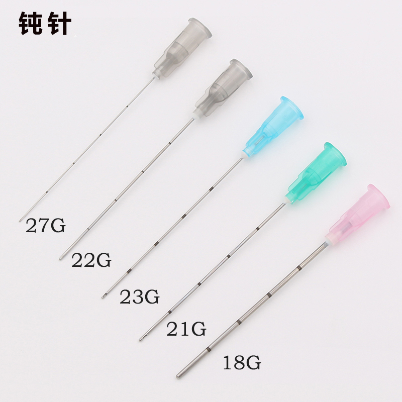 Blunt Needle with Scale for Thread Carving, Filling Needle, Round Needle Tip, Cosmetic Surgery Blunt Needle, Facial Lifting 18g