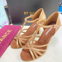 Oriental Famous Latin Shoes Womens Sheepskin Soft Sole Competition Dance Shoes Professional Medium High Heels Indoor Cha Cha Rumba Dance Shoes