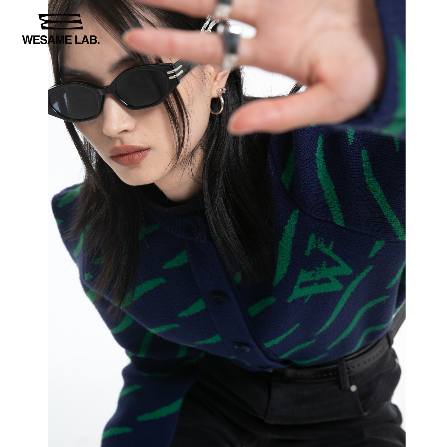 WESAME LAB original design chaebol daughter atmosphere sweater women's round neck all-match knitted cardigan jacket