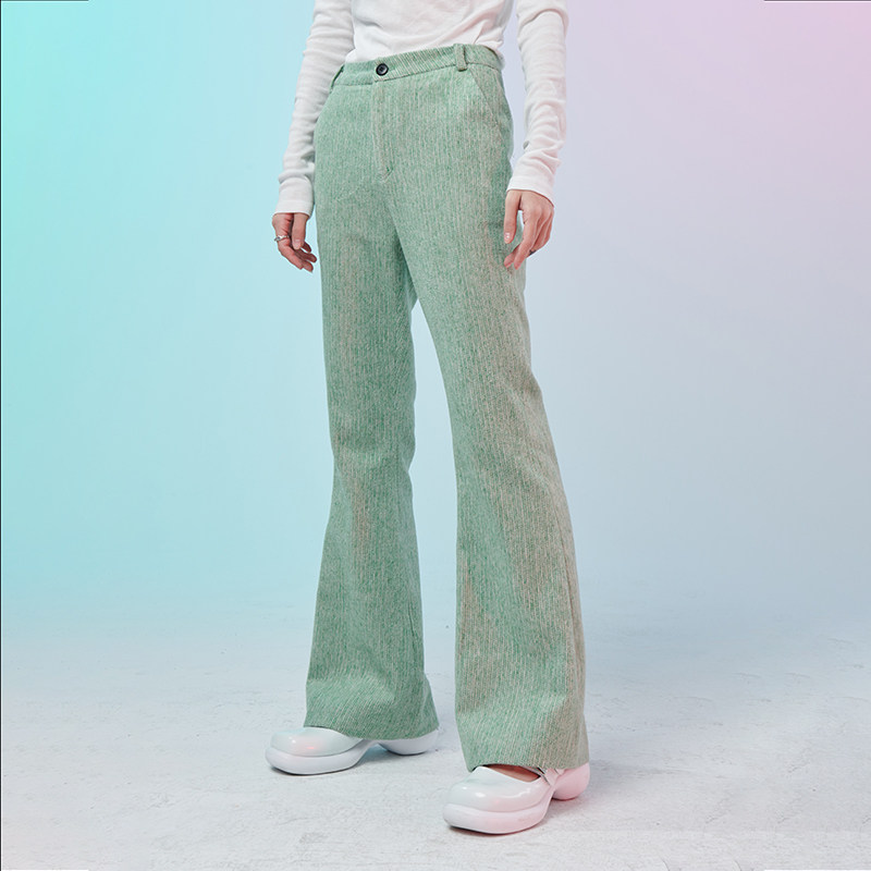 ICEONME rejects the old cold legs, blended wool fabric highlights the figure, high waist long version of flared pants