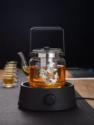 Tea maker, glass boiled tea pot set, network red office home, high temperature resistant kettle, black crystal stove, tea