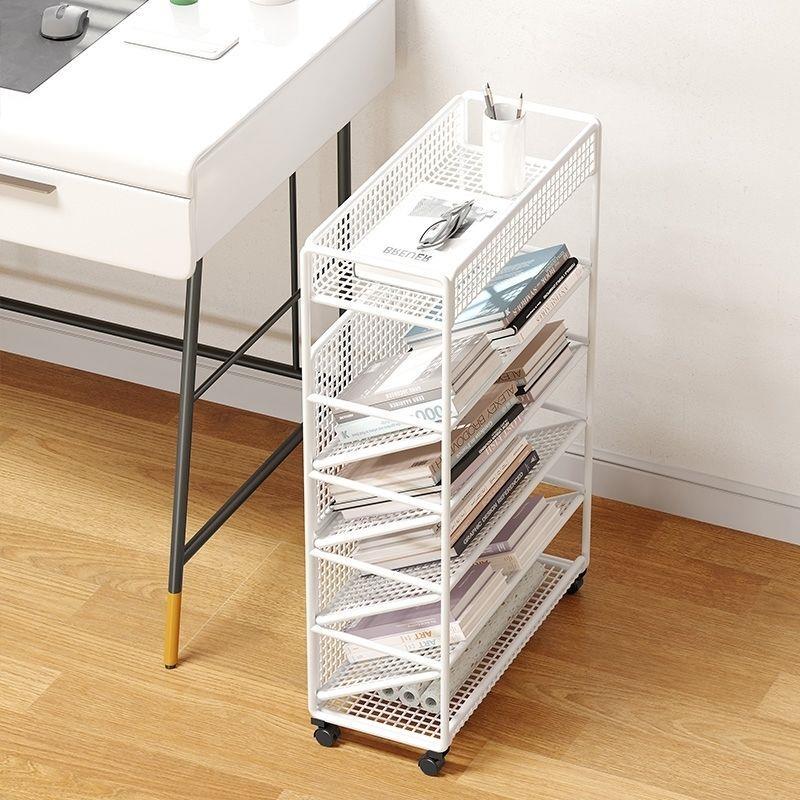 Small Bookshelf Next to the Desk, Movable Storage Rack with Wheels for Classroom Gaps, Book Storage for Primary School Students
