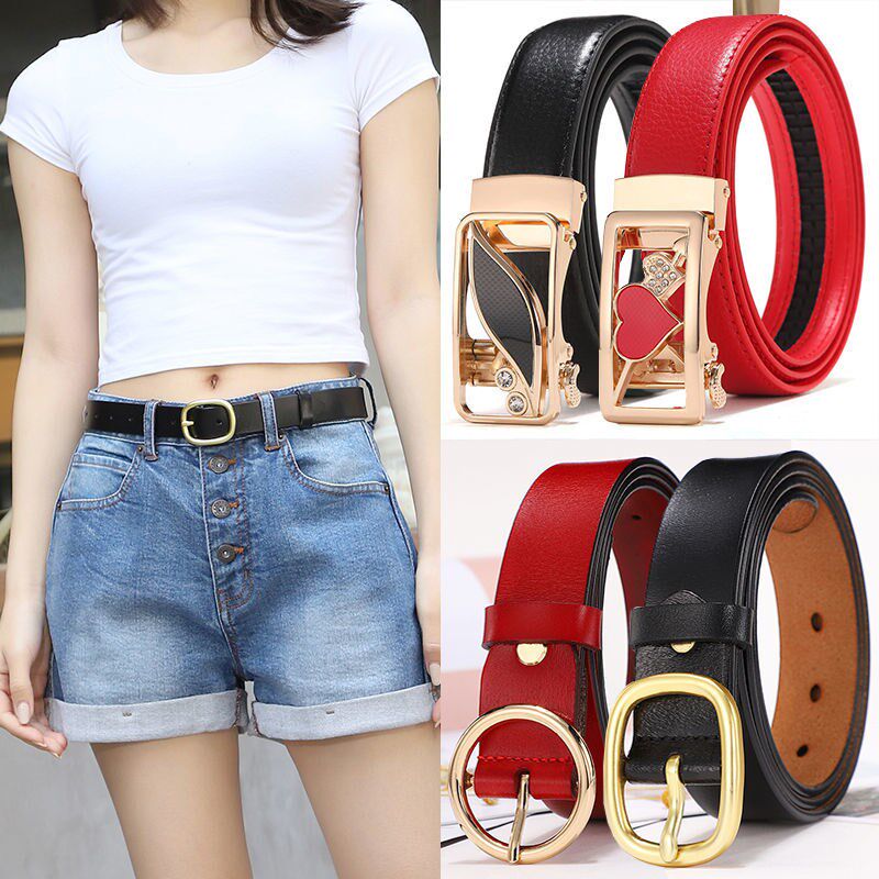 Three-year warranty free punch ladies belt automatic buckle pin buckle belt female student pants belt all-match thin female
