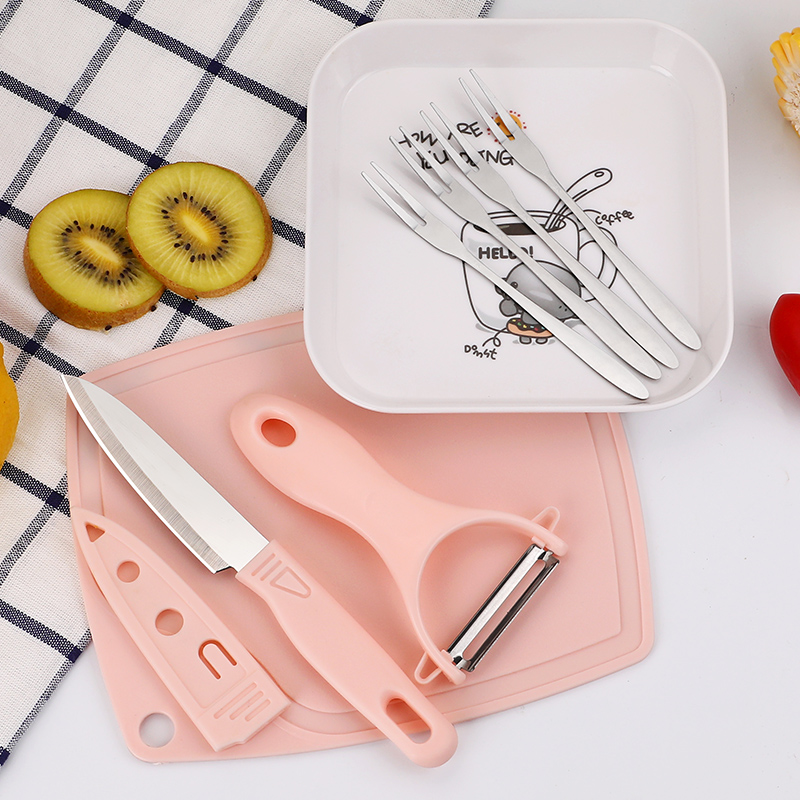 Stainless steel fruit knife suit Home melon and fruit knife melon planing peeler small knives portable folding dorm room with students