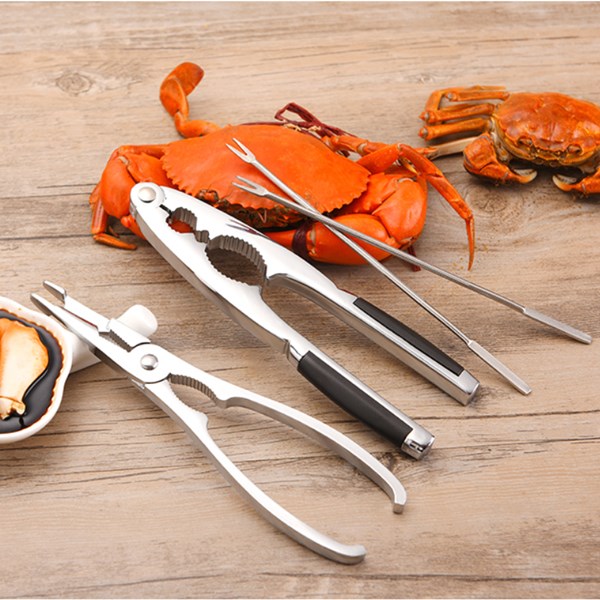Eating crab tools three-piece set with eight crab clips hairy crab clamp artifact household crab peeling fork 3-piece set