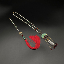 I Shitan Ming-made stand-up collar is a perfect match for long tassel soft Yingluo long antique imitation pearl necklace retro Han clothing