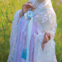 Flowers are strong double-use after banning silk flower tassel clip Hanfu hair accessories waist silk flower headdress ancient style tassels