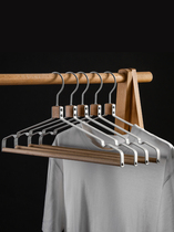 Household iron and wood drying rack trouser rack multifunctional wardrobe wide shoulder drying clothes rack metal solid wood non-slip clothing stand