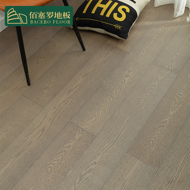 Bercelo New Three Layers of Solid Wood Complex Floor Multilayer Waterproof Wear Resistance Household Heating Gray Oak Floor