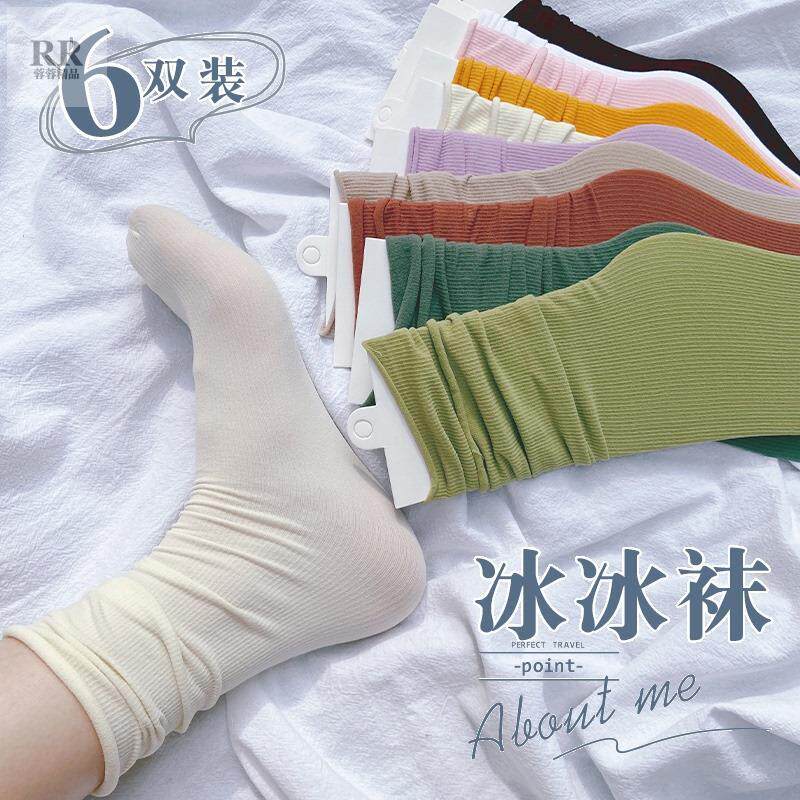 Summer ice ice socks middle barrel socks for women summer black ice stockings can't afford ball pile socks women summer sunscreen candy color