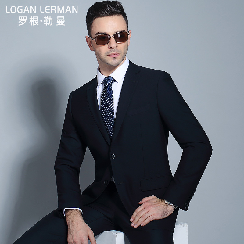 Logan Leeman 100% Wool Suit Men's Business Casual Wedding Formal Wear Middle-Aged Men's Large Size Suit
