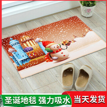 Christmas decoration kitchen floor mat oil-proof waterproof carpet home toilet bathroom foyer floor mat foot pad water absorption