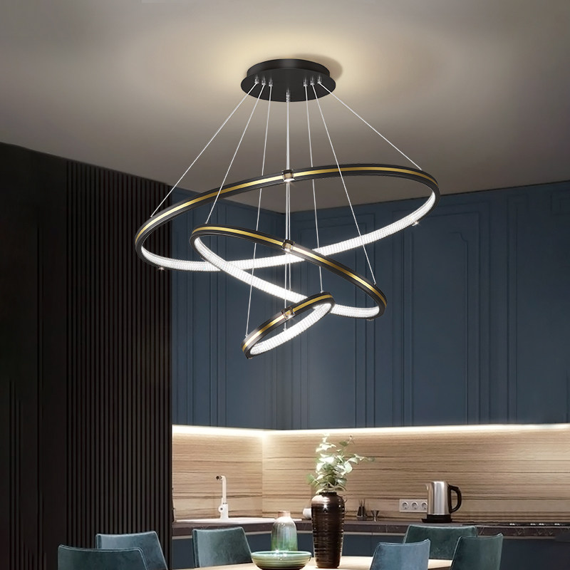 Modern minimalist restaurant chandelier living room lamp Nordic light luxury atmospheric living room lamp creative circular bedroom dining table lighting