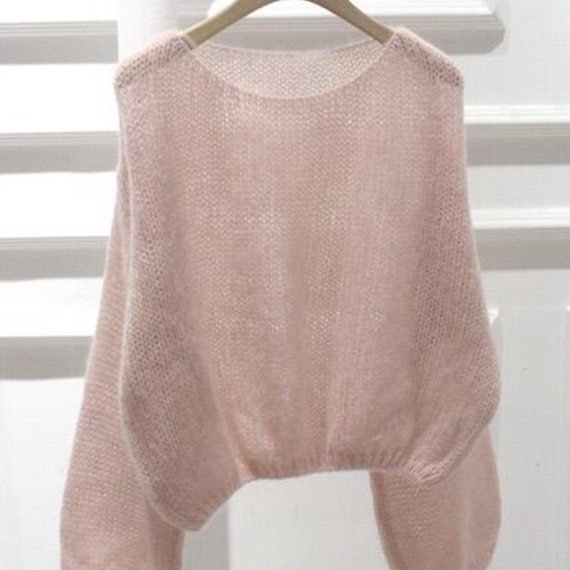 Pink Mohair Knit Sweater for Women, Pullover, 2025 Autumn and Winter New Style, Lazy Style, Loose Fit, Versatile, No-Tie Top, Trendy