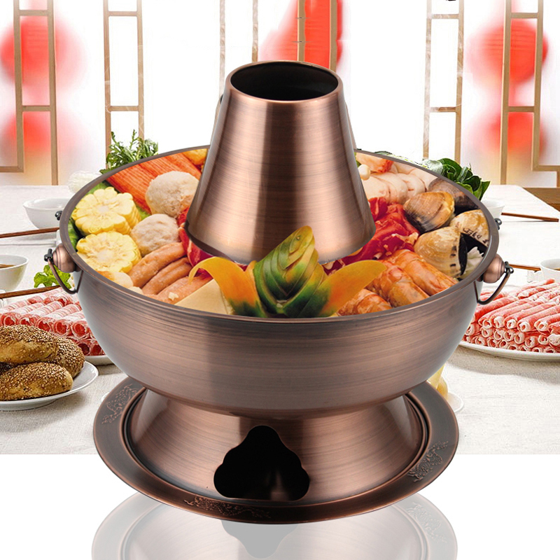 30cm Thickened Copper Hotpot Traditional Beijing Hot Pot