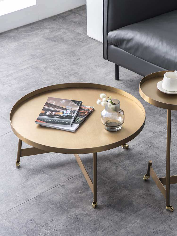 Nordic Ins tea table combined modern minimalist living-room round with wheel metal light extravagant personality small side several designers