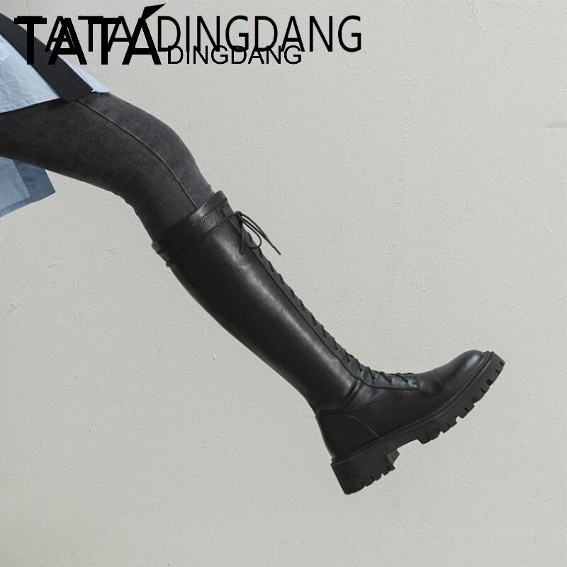 TATA DINGDANG He she dinges women's shoes high cylinder long boots female though knee-riding boots female slim skinny boots