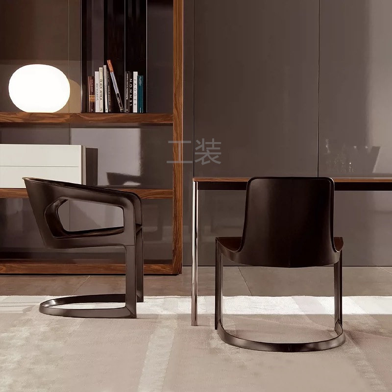 Modern personalized model room book chair cafe armchair Nordic simple saddle leather creative dining chair sample house display center