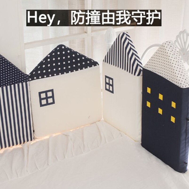 Child splicing bed fence protective edge soft bag Anti-collision plus high anti-knock off bed All cotton cute can be detached and washed baby