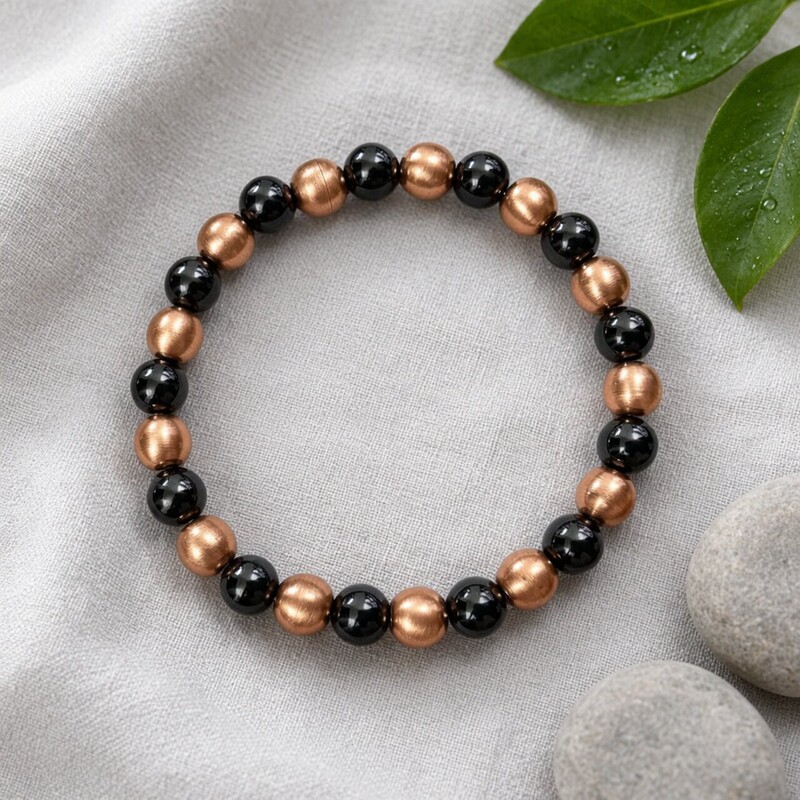 Pure Copper Unisex Bracelet in Palace Style with Genuine Copper Magnetic Beads, Elastic Cord, Solid Copper Couple Bracelet to Relieve Fatigue Pure Copper Unisex Bracelet in Palace Style with Genuine Copper Magnetic Beads, Elastic Cord, Solid Copper Couple Bracelet to Relieve Fatigue
