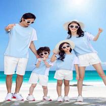 Chinese New Year parent-child outfit Mother-son mother-daughter outfit Western style family of three and four Sanya tourism seaside vacation beach suit