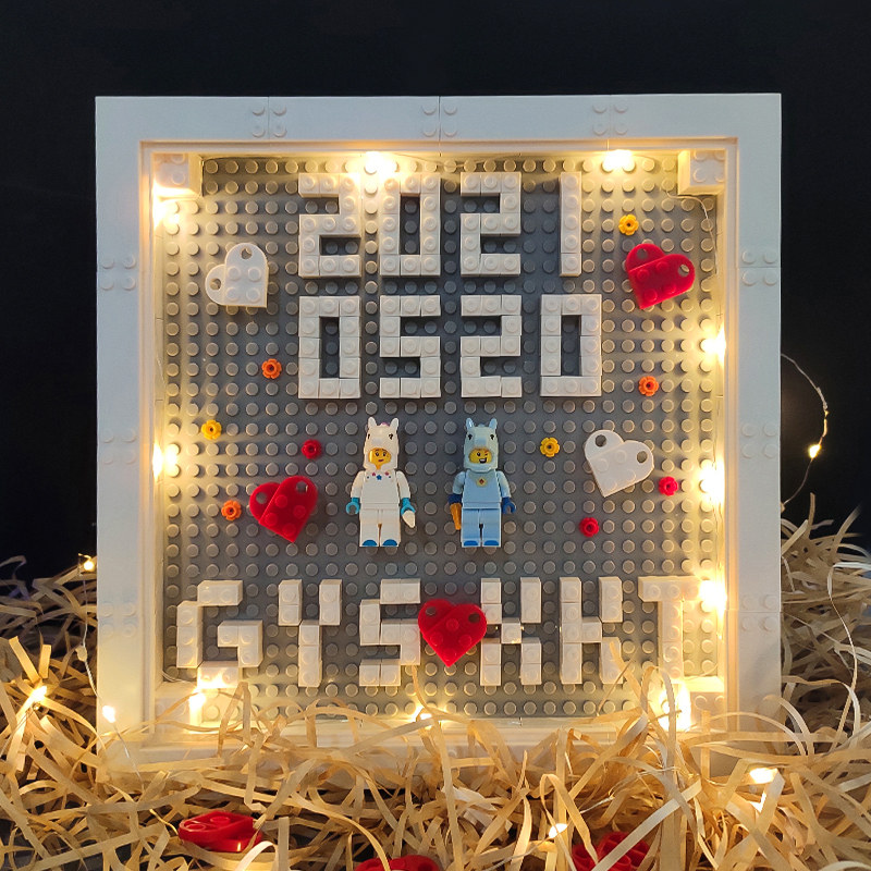 Building block photo frame couple diy handmade gift female to girlfriend boyfriend's birthday wedding anniversary walk heart