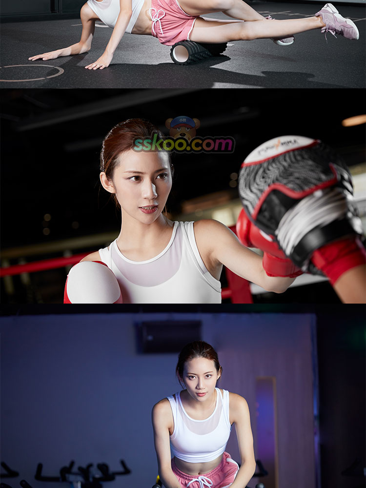 高清美女健身健美瘦身拳击哑铃腹肌摄影照片JPG图片图库设计素材插图3