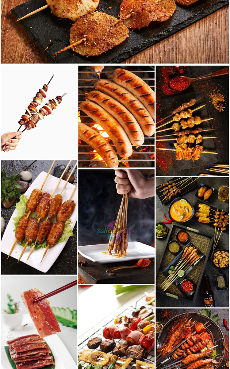 烧烤烤肉烤串排档外卖菜单美食食材高清图片电商海报设计背景素材插图10