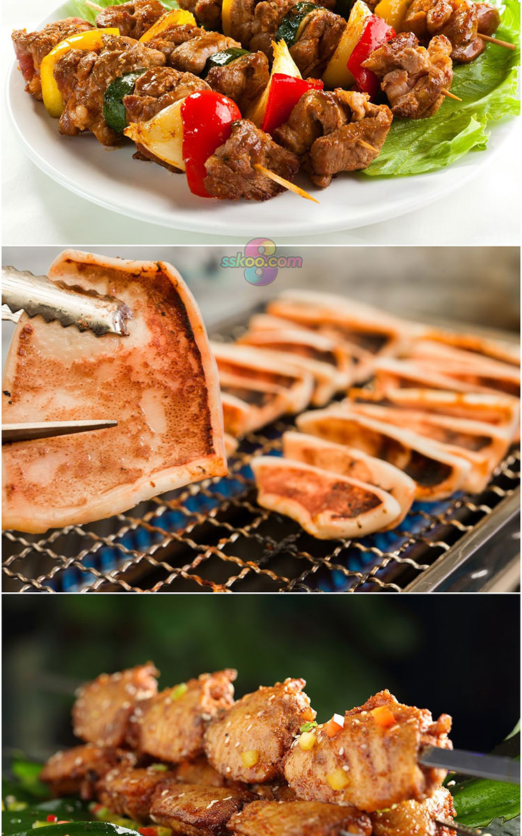 烧烤烤肉烤串排档外卖菜单美食食材高清图片电商海报设计背景素材插图2